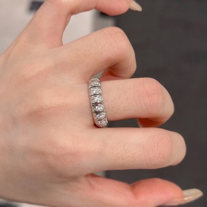 Bague ronde en diamant antique, argent pur S925, design vintage français rétro haut de gamme avec diamant complet, niche - Product Image 4
