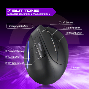 Zelotes F-26 không dây dọc chuột có thể sạc lại Backlit 2.4G USB <span class=keywords><strong>Nano</strong></span> <span class=keywords><strong>Receiver</strong></span> tùy chỉnh 2400DPI không dây dọc Chuột - Product Image 3