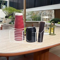 Opbergbak voor koffie-accessoires van helder acryl, met ruimte voor deksels en roerstaafjes, voor aanrecht of koffiehoek.