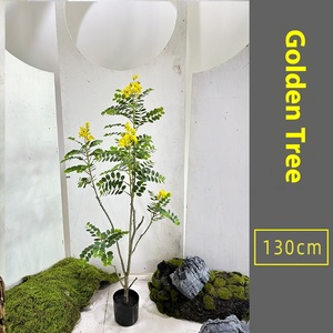 Albero Artificiale a Forma di Pagoda su Larga Scala, Fiore in PVC Morbido Ecologico, Pianta in Vaso <span class=keywords><strong>Verde</strong></span> e Gialla per Interni/Esterni - Product Image 2