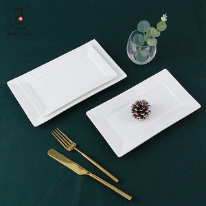 Dian Tong 9/12/18/<span class=keywords><strong>20</strong></span> inci Hotel katering Logo kustom keramik putih persegi panjang piring makan malam porselen pencuci piring aman - Product Image 6