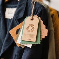 Étiquettes volantes de vêtements personnalisées, plusieurs formes disponibles, papier kraft écologique avec trou pour marque de vêtement, logo personnalisé