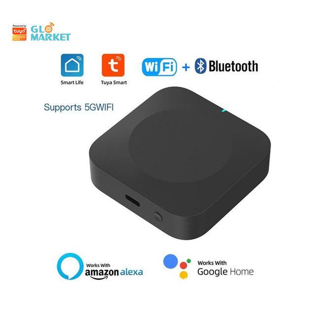 Glomarket Tuya 2.4G/5G BLE WiFi Zigbee Dual-Band Smart Gateway with Remote Restart Function Battery-Powered for Hotel & Home Use