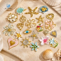 SUMMLY Colgantes de Moda con Forma de Flor Grande, Corazón y Estrella de Mar, Chapados en Oro de 18K, de Acero Inoxidable, para Fabricación de Joyas DIY y Collares de Moda