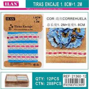 Cinghie in pizzo ILAN 1,8 cm x 1,2 m Correhuela rosa per lavori artigianali - Product Image 3