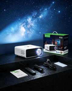 โปรเจคเตอร์คุณภาพสูง HT22 4K Ultra HD อุปกรณ์สมาร์ทแอนดรอยด์ พร้อมรีโมทสีขาว สำหรับใช้ในบ้าน ห้องนอน - Product Image 1