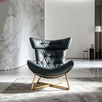 Fauteuil inclinable moderne en similicuir PU avec dossier haut et base en métal doré, idéal pour appartement, salon, bureau, hôtel, salon de coiffure, hall d'entrée