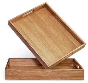 Acacia Wood Serving Tray with Handles