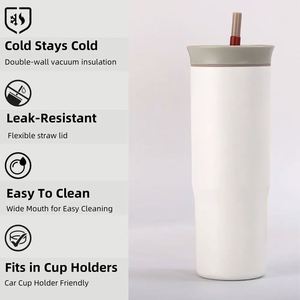 Custom Logo 24oz Stainless Steel Vacuum Insulated Skinny <b>Tumbler</b> <b>with</b> <b>Straw</b> Spill Resistant Lid Cup Holder Travel Cup - Product Image 3