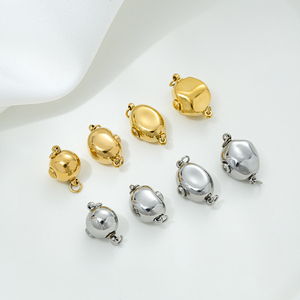 New 18K Gold Titanium Steel Plated Round Oval Ingot Pearl <strong>Plug</strong> Buckle Connectors DIY Bracelet Necklace <strong>Chain</strong> with Bag Packaging - Product Image 2