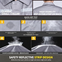 Combinaison de travail réfléchissante haute visibilité respirante pour l'industrie de la construction avec impression de logo et broderie personnalisées