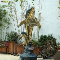 Statue de maisons côtières à thème marin Sculpture en bronze Boîte aux lettres dauphin