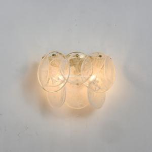 Lustre artisanal en verre texturé biologique, suspension de luxe à plusieurs niveaux effet marbré, lampe suspendue en laiton doré pour grand salon - Product Image 3