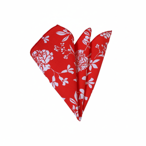 Foulard en coton imprimé floral rouge et blanc - Product Image 2
