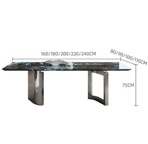 Foshan Möbel Blauer Jadeit Moderner Rechteckiger Italienischer Luxus-Marmor-Esstisch-Set mit 6 Stühlen für Apartment, Hotel, Villa - Product Image 6