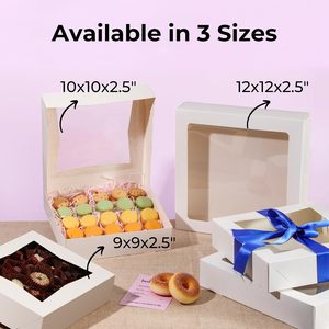 Boîte à biscuits biodégradable à emporter avec fenêtre, boîte à pâtisserie personnalisée, emballage jetable de qualité alimentaire pour beignets avec séparateurs - Product Image 4