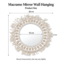 Miroir mural abstrait en macramé bohème, tapisserie en coton tissé à la main avec des perles, pour la décoration murale de la maison, respectueux de l'environnement
