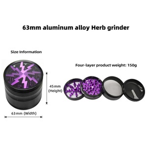 63MM Lightning Transparent Skylight Four Layer Aluminum Alloy Smoke <b>Grinder</b> Tobacco <b>Grinder</b> - Product Image 1