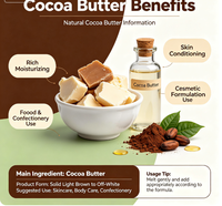 Beurre de cacao pur non raffiné 100% de qualité cosmétique pour les soins de la peau, beurre de karité pour les cheveux et la peau, crème et lotion pour le corps au chocolat, savon