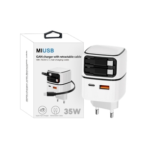 4 in 1 Retractable Wall Charger with Dual Cable PD 35W Fast <strong>Charging</strong> <strong>Block</strong> - Product Image 4