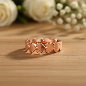 F1575 6 #   Anello Eternity a Forma di Cuore Placcato in Oro Rosa, Unisex, Regalo Romantico per San Valentino, Gioiello di Moda in Lega - Product Image 2