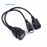 Kabel OTG Micro USB ke USB A Female dengan Adaptor OTG Micro USB dan Catu Daya untuk Ponsel dan Tablet Android