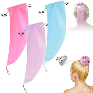 Pink Waterproof Hair Cover Solid Color Long Ponytail Hair Accessory <b>Headband</b> For Shampoo Use - Product Image 4