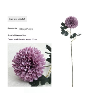 Fleur artificielle naturelle simple à tige unique, chrysanthème en forme de boule pointue, décoration d'intérieur, accessoires de mariage, arrangement floral - Product Image 6