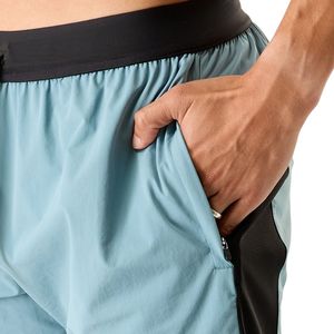 Men's Light Blue <b>Black</b> Contrast Athletic <b>Shorts</b> Breathable Running Fitness Training Gym Sports Activewear with Pockets - Product Image 5