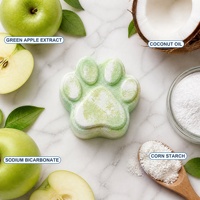 Bombe de bain effervescente personnalisée en forme de patte de chat à l'apple verte naturelle, parfum sucré, coffret cadeau spa pour tous types de peau, OEM ODM 30g