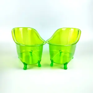 Vente en gros d'accessoires de salle de bain PS vert Mini conteneur de baignoire en plastique galvanoplastie pour cadeau