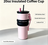 Mug à café 20oz en acier inoxydable 304, isolé sous vide, pour voyage et bureau, logo personnalisé, vente en gros