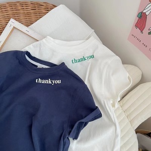 T-shirt ample pour enfants en coton 100% avec imprimé lettres, nouvelle collection été 2022 - Product Image 6