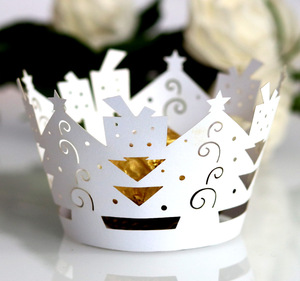 Emballage de cupcakes de noël en papier brillant 18 styles, décorations de flocons de neige pour père noël - Product Image 3