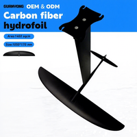Set de Hydrofoil GY 1050: Ala Delantera, Mástil, Ala Trasera de Carbono, Alto Rendimiento, Viento Ligero, Deportes Acuáticos, Negro, 1460 cm², SUP Multiusos