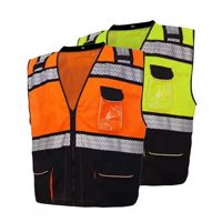 Gilet de sécurité réfléchissant haute visibilité Classe 2 pour géomètres, vêtement de travail robuste avec fermeture éclair avant et multiples poches pour les équipes routières