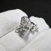 Breloque Lion Gardien Chinois Vintage en Argent Sterling 925 Massif pour Fabrication de Bracelets DIY, Perle Breloque Animale, Bijoux Fins