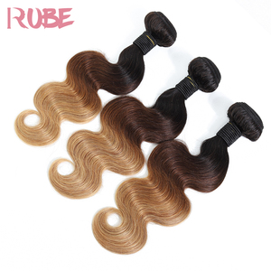 批发Ombre人发编织束人发束生印度人头马头发Whosale T1B/#4/#27 Ombre彩色体波RUBE - Product Image 1