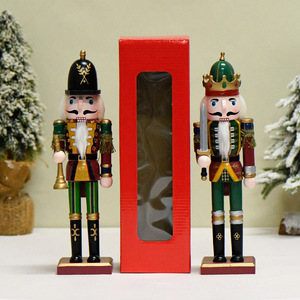 Figurine de marionnette casse-noisette en bois de 30cm peinte à la main, poupée modèle de soldat, ornements de Noël, nouvel an - Product Image 2