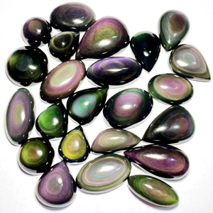 Wholesale Healing Crystal Gemstones Polished Freeform <b>Rainbow</b> Obsidian Gemstone Cabochon Loose Stone for Jewelry Making - Product Image 1