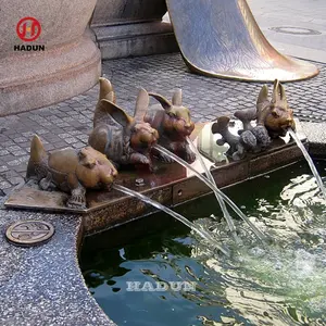 Grande taille moderne casting art animal lapin Bronze lièvre dans la fontaine d'eau caractéristique