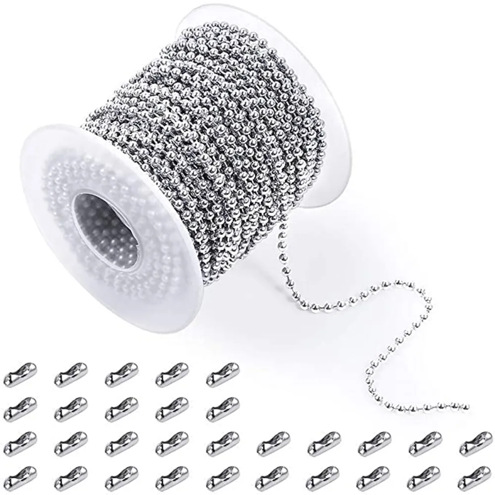 Silver color metal ball chain stainless steel Dog Tag Bead Chain roller blind chain Jewelry Making Bracelet Crafts