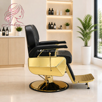 Fauteuil de barbier hydraulique robuste et moderne, structure en acier inoxydable 360° °   Fauteuil de salon pivotant et inclinable pour usage commercial