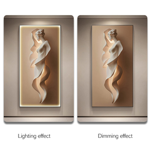 Tranh gốm sứ pha lê hiện đại, trừu tượng nhân vật, ánh sáng và bóng ba chiều, làm nền hành lang - Product Image 6