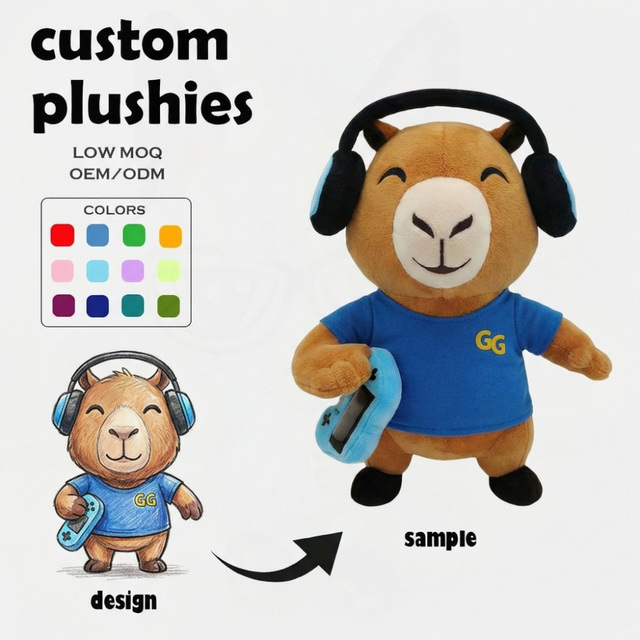 Custom Plush Toy Doll High Quality Cartoon Gaming Capybara Gamer Gifts Crispy Burger Toy Sleeping Beauty Doll Customized Doll
