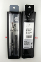 Ensemble de pinceaux à ongles ovales professionnels de luxe de haute qualité avec manche en bois noir mat et liner en nylon pour les salons de beauté