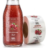 Logotipo de impresión Bopp personalizado, 12oz, 32oz, botella de jugo de Mango de bebida, pegatina de embalaje, botellas de plástico vacías con etiquetas