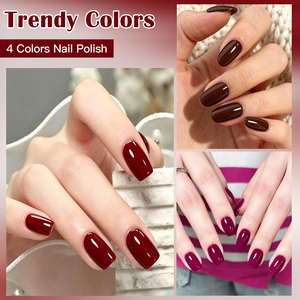 Kit de Esmalte de Uñas FOUR LILY Multicolor para Otoño Invierno, Color Vino Blanco, Material de Resina, Lámpara LED, Estilo Francés, <span class=keywords><strong>Manicura</strong></span> <span class=keywords><strong>Francesa</strong></span> - Product Image 4