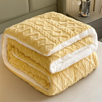 Vente en gros de parures de lit en flanelle sherpa jaune, en velours tufté, 100% polyester, style américain, chaudes pour l'hiver