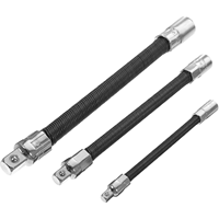 Jeu d'extensions flexibles pour clé à douille, 1/2 ", 3/8 ", 1/4 ", noires, 3 pièces